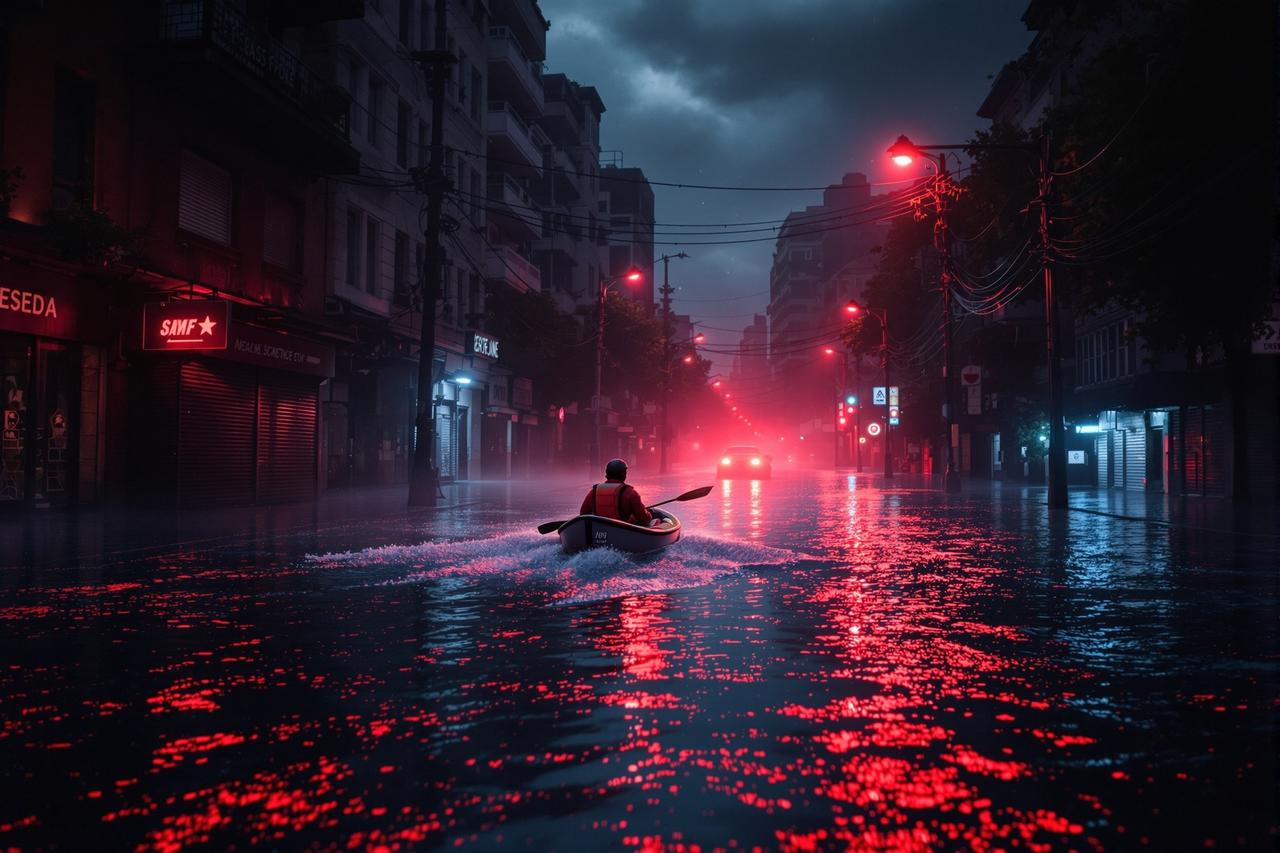 全网热搜!某地暴雨致全城积水,外卖小哥划船送餐成网红